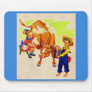 adorable children with adorable cow mouse pad