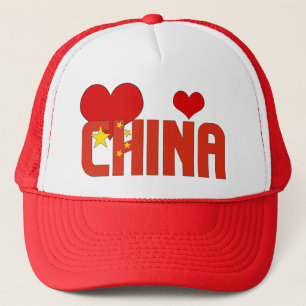 Adorable China Flag Hearts Patriotic Trucker Hat