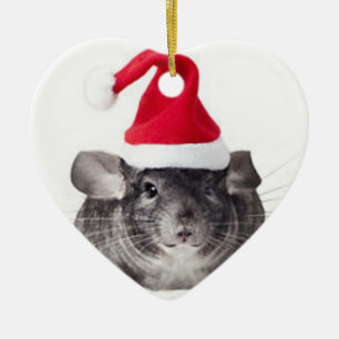 Adorable Chinchilla Santa Model Ceramic Tree Decoration