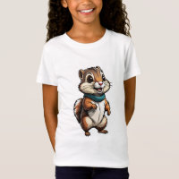 Adorable Chipmunk Cartoon Sticker with Teal Scarf