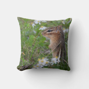 Adorable Chipmunk in flowers Cushion