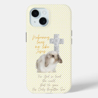 Adorable Christian Yellow Dot Bunny Floral Cross