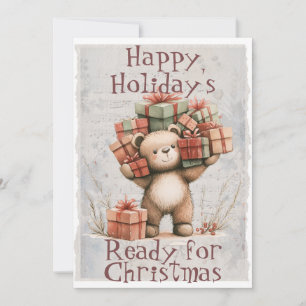 Adorable Christmas Bear Ready for Christmas Holiday Card