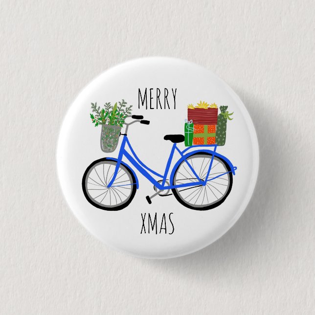 Adorable Christmas Bicycle Holiday Xmas Gifts 3 Cm Round Badge (Front)