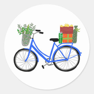 Adorable Christmas Bicycle Holiday Xmas Gifts Classic Round Sticker