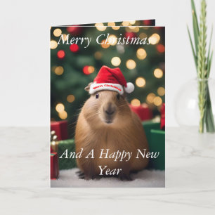 Adorable Christmas Capybara, Christmas Card