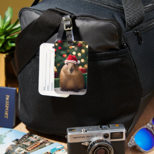 Adorable Christmas Capybara, Luggage Tag