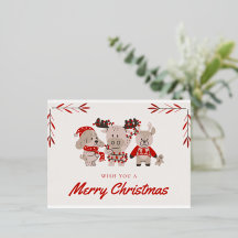 Adorable Christmas Card with Cute Characters