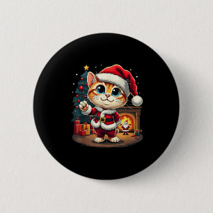 Adorable Christmas Cat Santa Claus Lovely Xmas Kit 6 Cm Round Badge