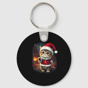 Adorable Christmas Cat Santa Claus Lovely Xmas Kit Key Ring