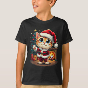 Adorable Christmas Cat Santa Claus Lovely Xmas Kit T-Shirt