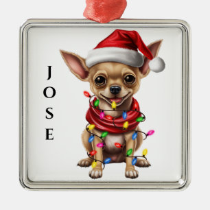ADORABLE CHRISTMAS CHIHUAHUA DOG METAL TREE DECORATION