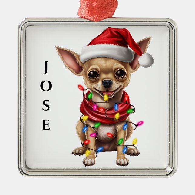 ADORABLE CHRISTMAS CHIHUAHUA DOG METAL TREE DECORATION (Front)