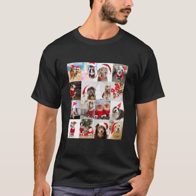 Adorable Christmas Dog Photo Collage Classic T-Shi T-Shirt (Front)
