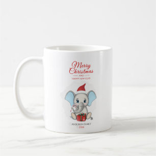 Adorable Christmas Elephant Personalised Coffee Mug