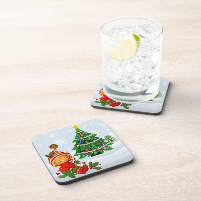 Adorable Christmas Elf Beverage Coaster (Right Side)