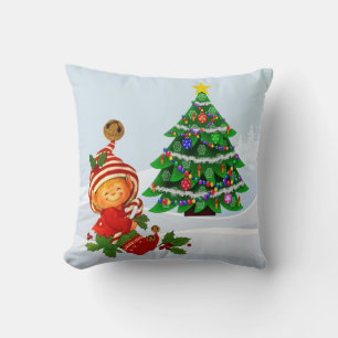Adorable Christmas Elf Throw Pillow