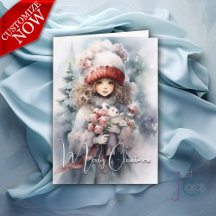 Adorable Christmas Fairy with Teddy Bear