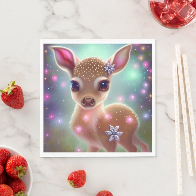 Adorable Christmas Fawn Napkin (Insitu)