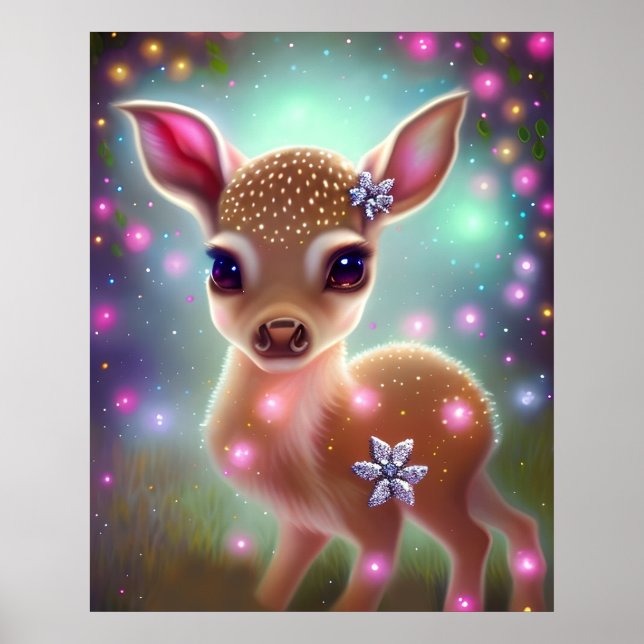 Adorable Christmas Fawn Poster (Front)