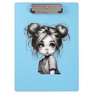 Adorable Christmas Girl with Pout - Cute Gift Idea Clipboard
