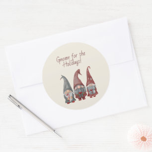 Adorable Christmas Gnomes with Holiday Cheer Classic Round Sticker