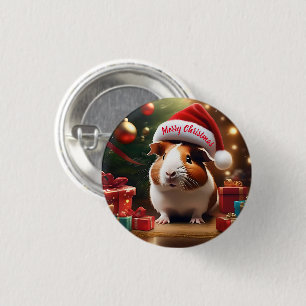 Adorable Christmas Guinea Pig, 3 Cm Round Badge