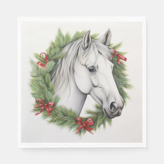 Adorable Christmas Horse Design Napkin (Front)