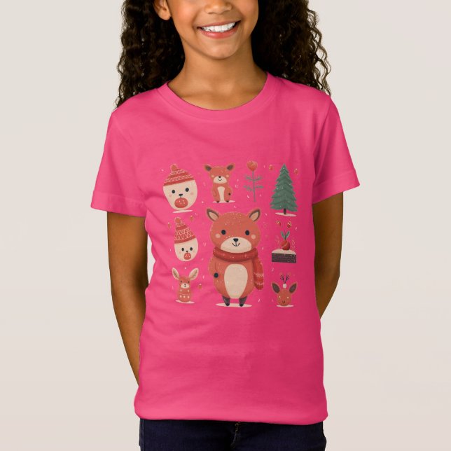 Adorable Christmas Icons Kids – Festive Holiday  T-Shirt (Front)