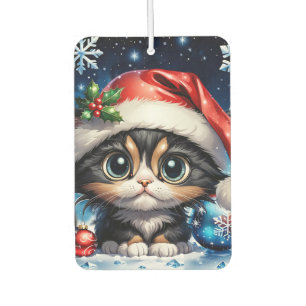Adorable Christmas kitten. Car Air Freshener