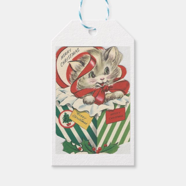Adorable Christmas Kitten Gift Tag (Front)