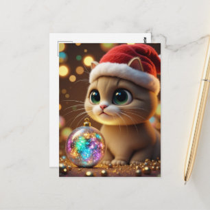 Adorable Christmas Kitten Postcard