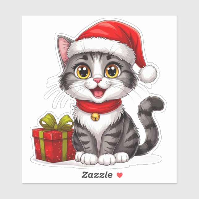 Adorable Christmas Kitten With Santa Hat (Sheet)
