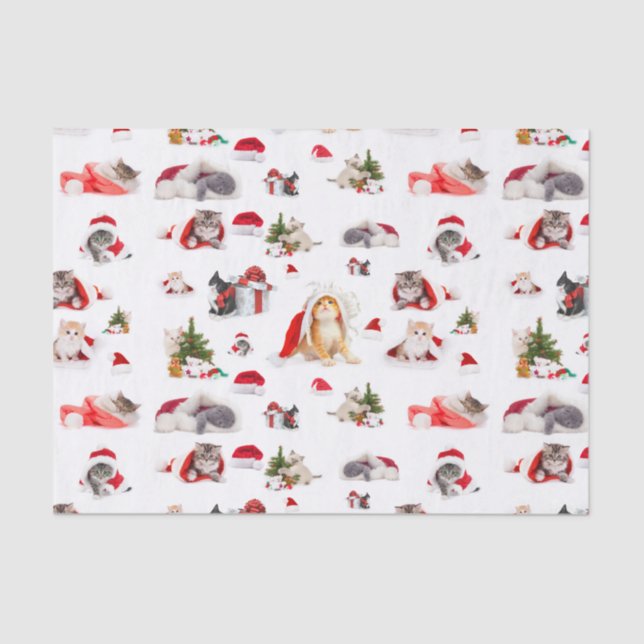 Adorable Christmas Kittens  Pattern Tissue Paper (Front)