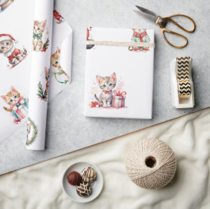 Adorable Christmas Kittens Wrapping Paper