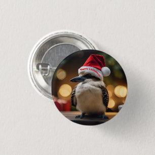 Adorable Christmas Kookaburra, 3 Cm Round Badge