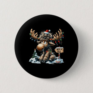 Adorable Christmas Moose Merry Christmoose Men Wom 6 Cm Round Badge