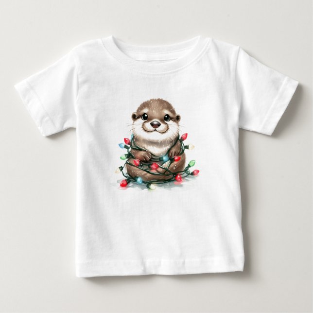 Adorable Christmas Otter Baby T-Shirt (Front)