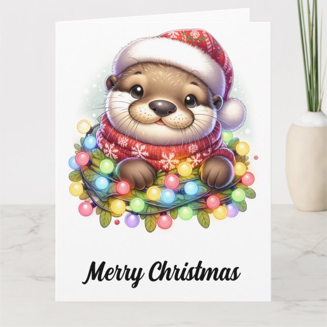 Adorable Christmas Otter Card (Front)