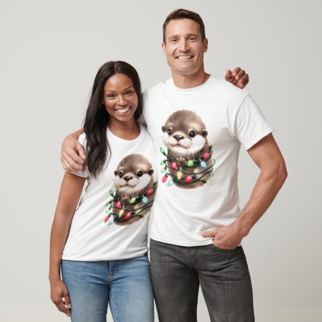 Adorable Christmas Otter  T-Shirt (Unisex)