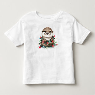 Adorable Christmas Otter Toddler T-Shirt