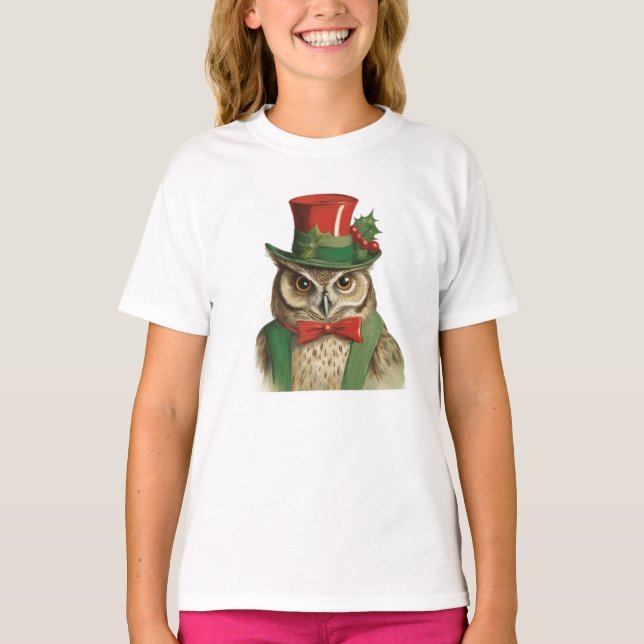 Adorable Christmas Owl T-Shirt (Front)
