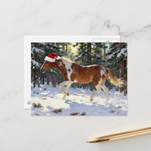 Adorable Christmas Paint Horse Mare Postcard