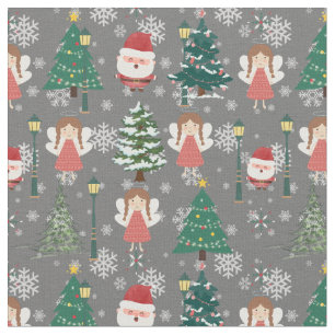 Adorable Christmas pattern for her girly green red Fabric