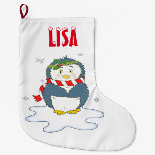Adorable Christmas Penguin Large Christmas Stocking