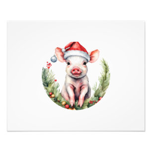 Adorable Christmas Piglet illustration featuring Photo Print