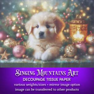 Adorable Christmas Puppy Craft Decoupage Tissue Paper