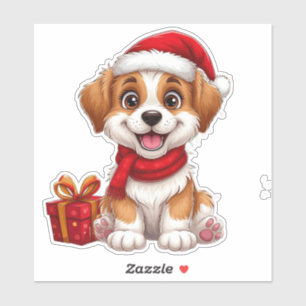 Adorable Christmas puppy With Santa Hat