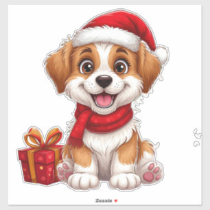 Adorable Christmas puppy With Santa Hat