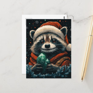 Adorable Christmas Racoon Postcard